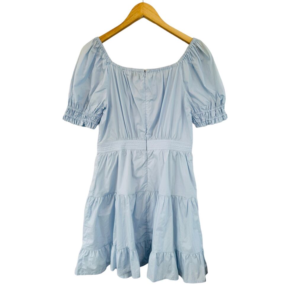 Gaudi Light Baby Blue Tiered Short Puff Sleeve Scoop Neck Mini Dress Size Small - Picture 5 of 7